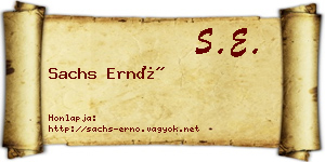 Sachs Ernő névjegykártya